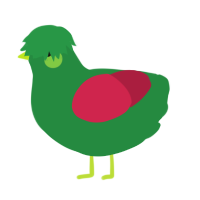 A viridian and crimson chicken