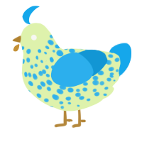 A apple and sky chicken with a speckle pattern