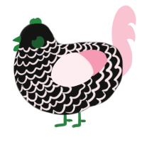 A black and rose chicken with a lace pattern