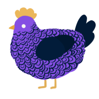 A blurple and tumblr chicken with a double-lace pattern