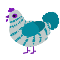 A silver and sea chicken with a bar pattern