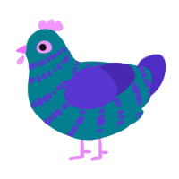 A sea and indigo chicken with a bar pattern