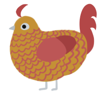 fried the third, a gold and red chicken with a lace pattern