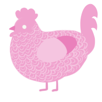 A pink chicken with a double-lace pattern