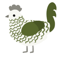 A white and olive chicken with a lace pattern