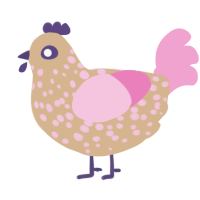 Lillith, a beige and pink chicken with a speckle pattern