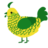 A yellow and leaf chicken with a lace pattern