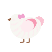 A white and rose chicken with a bar pattern