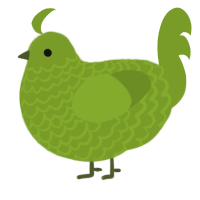 A chartreuse chicken with a lace pattern