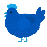 A ultramarine chicken with a speckle pattern