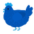 A ultramarine chicken with a speckle pattern
