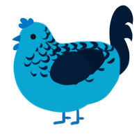 A cerulean and tumblr chicken with a half-lace pattern