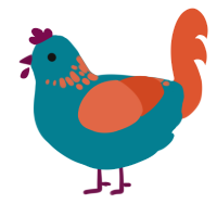 vibrant, a sea and vermilion chicken with a neck-speckle pattern