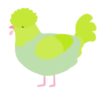 A gluppy and lime chicken with a head pattern