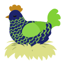 A navy and grass chicken with a lace pattern