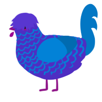 Cornflower, a indigo and sapphire chicken with a lace pattern