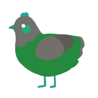 A viridian and grey chicken with a head pattern