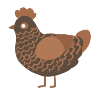 A bark and brown chicken with a lace pattern