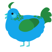 A sky and viridian chicken with a neck-speckle pattern