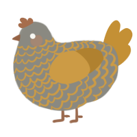 A ash and gold chicken with a lace pattern