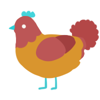 A orange and red chicken with a head pattern