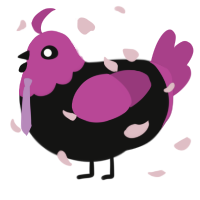 A black and fuchsia chicken with a head pattern