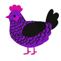 A violet and black chicken with a lace pattern