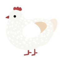 A white and cream chicken with a speckle pattern