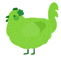 A grass chicken with a lace pattern