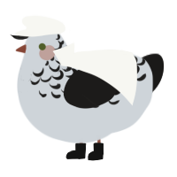 A mist and sable chicken with a half-lace pattern