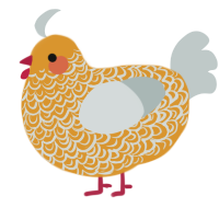 A orange and silver chicken with a double-lace pattern