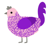 A rose and violet chicken with a double-lace pattern