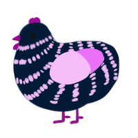 Pastell, a tumblr and lavender chicken with a bar pattern