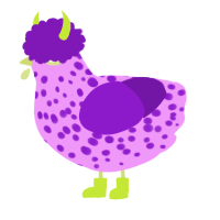 A lavender and violet chicken with a speckle pattern