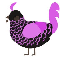 A sable and orchid chicken with a lace pattern