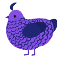 A blurple and navy chicken with a lace pattern