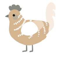 A beige and cream chicken with a half-bar pattern
