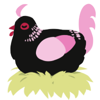 A black and pink chicken with a neck-band pattern