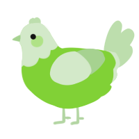 A grass and gluppy chicken with a head pattern