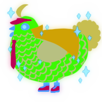 A grass and honey chicken with a lace pattern