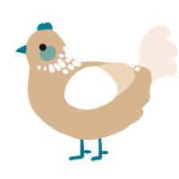 A beige and cream chicken with a neck-speckle pattern