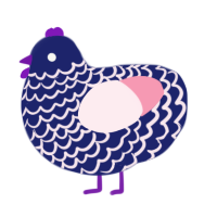 A navy and rose chicken with a lace pattern