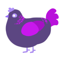 A overcast and amethyst chicken with a neck-band pattern