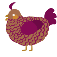 A brown and wine chicken with a lace pattern