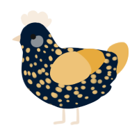 A tumblr and honey chicken with a speckle pattern