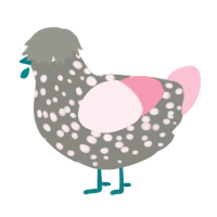 sakura, a ash and rose chicken with a speckle pattern