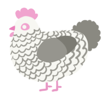 A white and ash chicken with a lace pattern