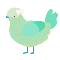 A gluppy and mint chicken with a lace pattern