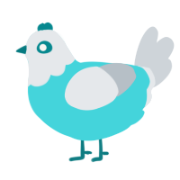 A aqua and mist chicken with a head pattern