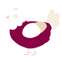 A maroon and cream chicken with a head pattern